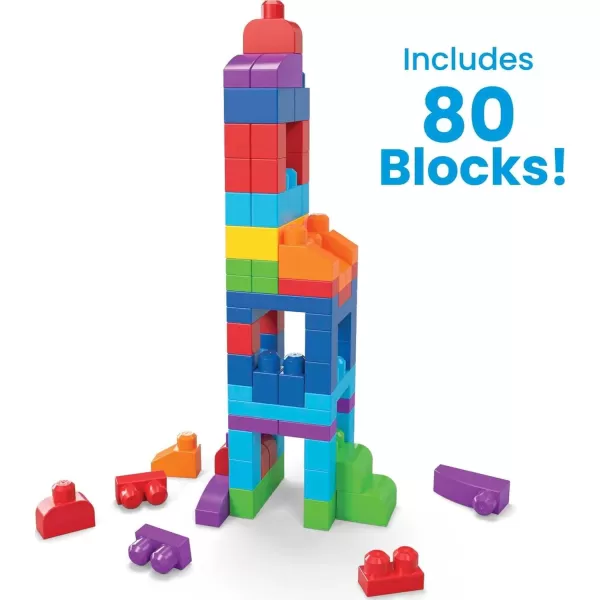 imageMEGA BLOKS First Builders Toddler Blocks Toys Set Big Building Bag with 80 Pieces and Storage Pink Ages 1 YearsBlue Bag