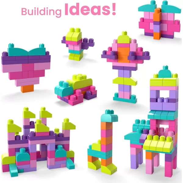 imageMEGA BLOKS First Builders Toddler Blocks Toys Set Big Building Bag with 80 Pieces and Storage Pink Ages 1 YearsPink Bag