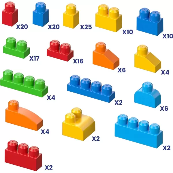 imageMEGA BLOKS First Builders Toddler Blocks Toys Set Deluxe Building Bag with 150 Pieces and Storage Blue Ages 1 Years