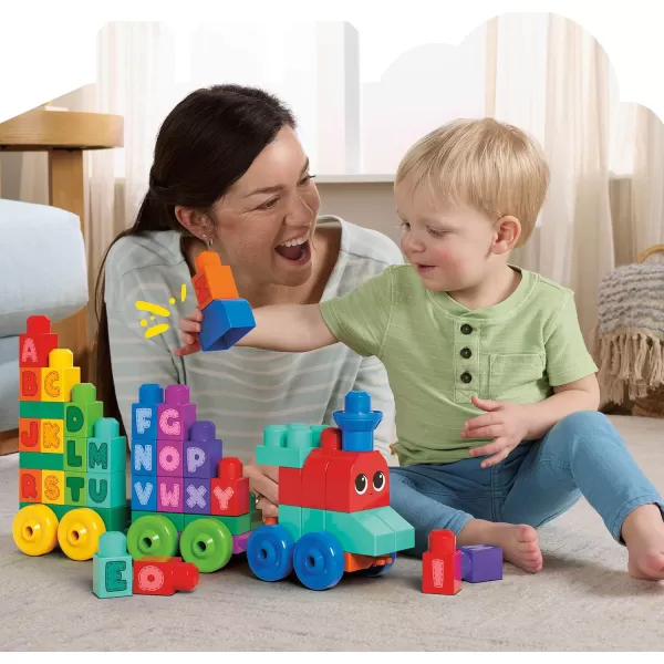 imageMEGA BLOKS First Builders Toddler Building Blocks Toy Set ABC Learning Train with 60 Pieces Ages 1 Years Amazon ExclusiveMulti Color