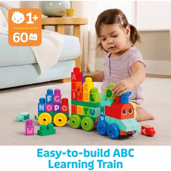 imageMEGA BLOKS First Builders Toddler Building Blocks Toy Set ABC Learning Train with 60 Pieces Ages 1 Years Amazon ExclusiveMulti Color