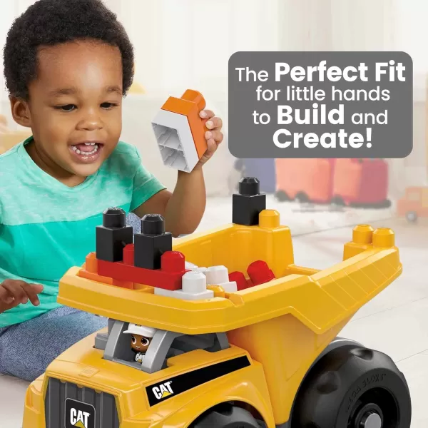 imageMega BLOKS Cat Toddler Blocks Building Toy Set Large Dump Truck with 25 Pieces and Storage Yellow Ages 1 YearsStandard