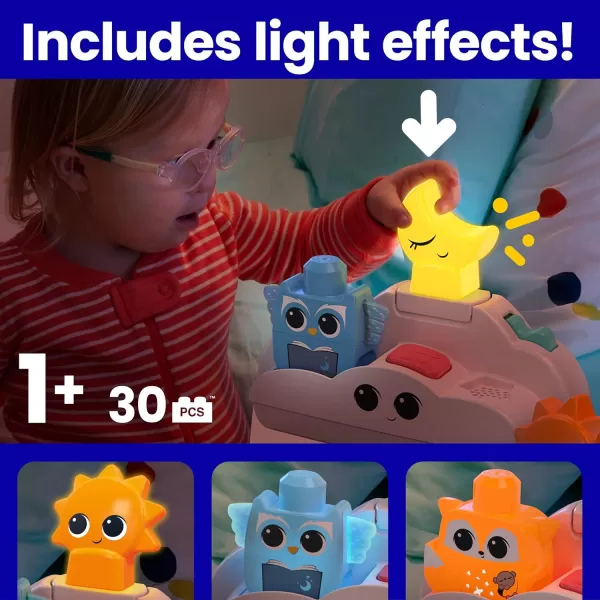 imageMega BLOKS FisherPrice Toddler Building Blocks Toy Rise ampamp Snooze Night Light with 30 Pieces Sound and Light Effects Star Projector Ages 1 Years