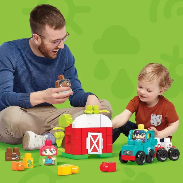 imageMega BLOKS FisherPrice Toddler Building Blocks Toy Set Green Town Grow ampamp Protect Farm with 51 Pieces 3 Figures Ages 1 YearsMulticolor