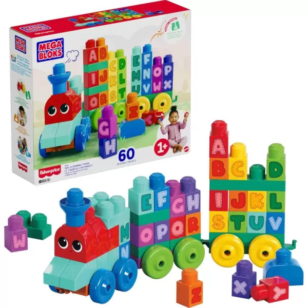 imageMEGA BLOKS First Builders Toddler Building Blocks Toy Set ABC Learning Train with 60 Pieces Ages 1 Years Amazon ExclusiveMulti Color