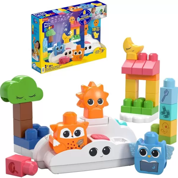 imageMega BLOKS FisherPrice Toddler Building Blocks Toy Rise ampamp Snooze Night Light with 30 Pieces Sound and Light Effects Star Projector Ages 1 Years