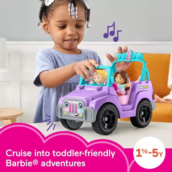 imageFisherPrice Little People Barbie Toddler Toy Car Beach Cruiser with Music Sounds and 2 Figures for Pretend Play Kids Ages 18 Months