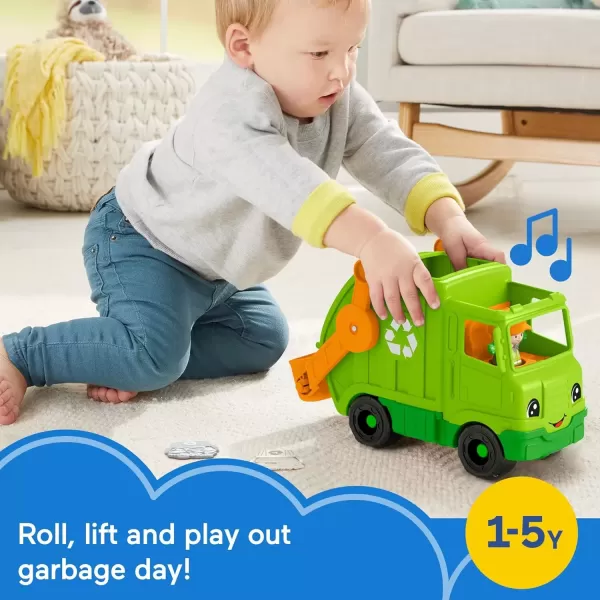 imageFisherPrice Little People Musical Toddler Toy Recycling Truck Garbage Vehicle with Figure for Pretend Play Ages 1 Years