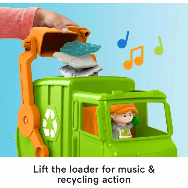 imageFisherPrice Little People Musical Toddler Toy Recycling Truck Garbage Vehicle with Figure for Pretend Play Ages 1 Years