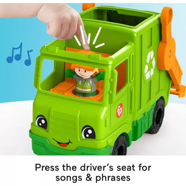 imageFisherPrice Little People Musical Toddler Toy Recycling Truck Garbage Vehicle with Figure for Pretend Play Ages 1 Years