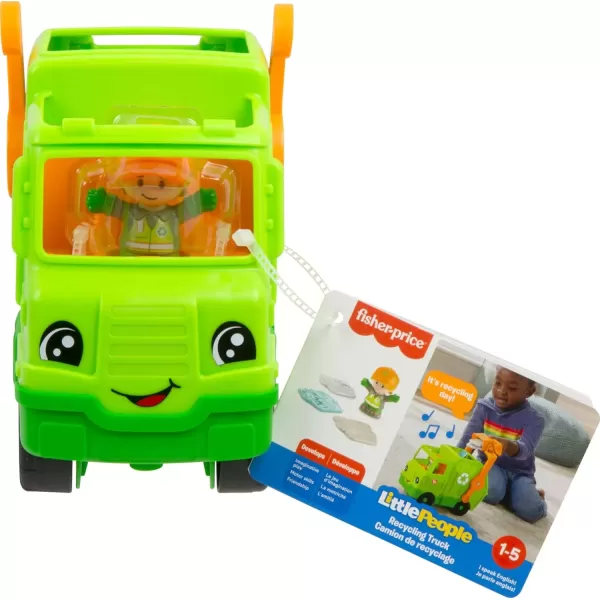 imageFisherPrice Little People Musical Toddler Toy Recycling Truck Garbage Vehicle with Figure for Pretend Play Ages 1 Years