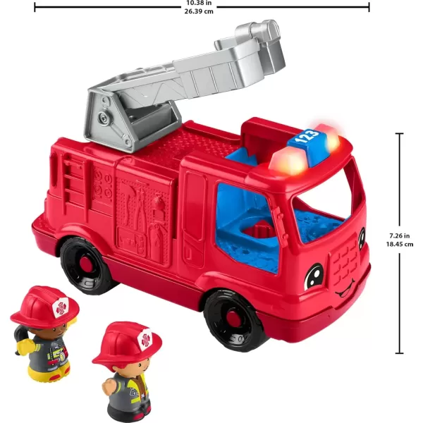 imageFisherPrice Little People Toddler Toy Fire Truck Musical PushAlong Vehicle with 2 Figures for Pretend Play Ages 1 Years