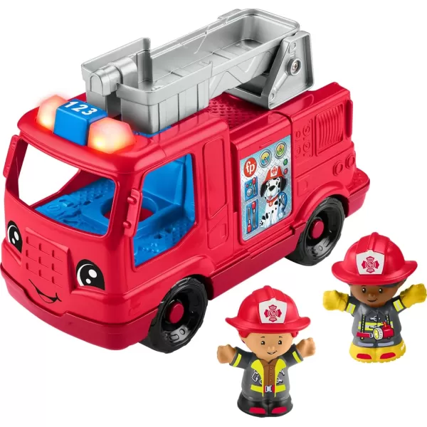 imageFisherPrice Little People Toddler Toy Fire Truck Musical PushAlong Vehicle with 2 Figures for Pretend Play Ages 1 Years