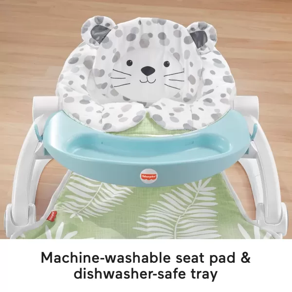 imageFisherPrice Portable Baby Chair Deluxe SitMeUp Floor Seat with Feeding Tray ampamp Activity Toy Bar Snow LeopardBaby Seat