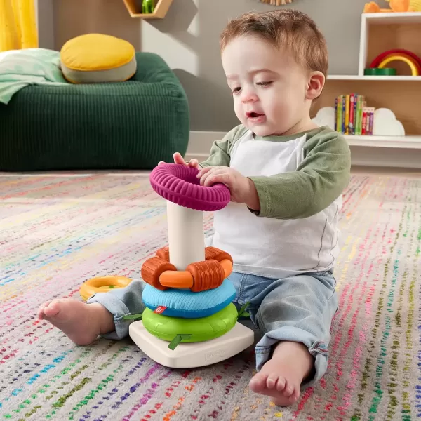 imageFisherPrice Baby Toy Sensory RockaStack Rings with Fine Motor Activities for Developmental Play for Infants Ages 6 Months