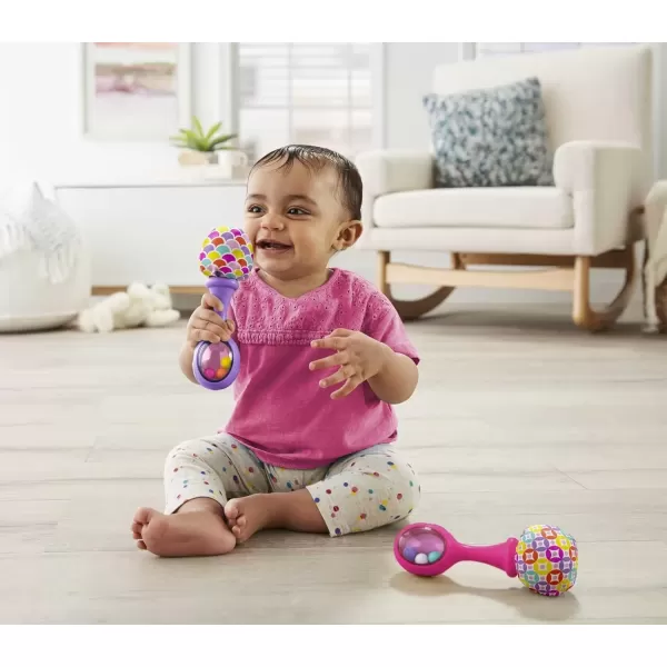 imageFisherPrice Newborn Toys Rattle n Rock Maracas 2 Soft Musical Instruments for Developmental Play Babies Ages 3 Months Pink ampamp PurpleRattle n Roll Maracas