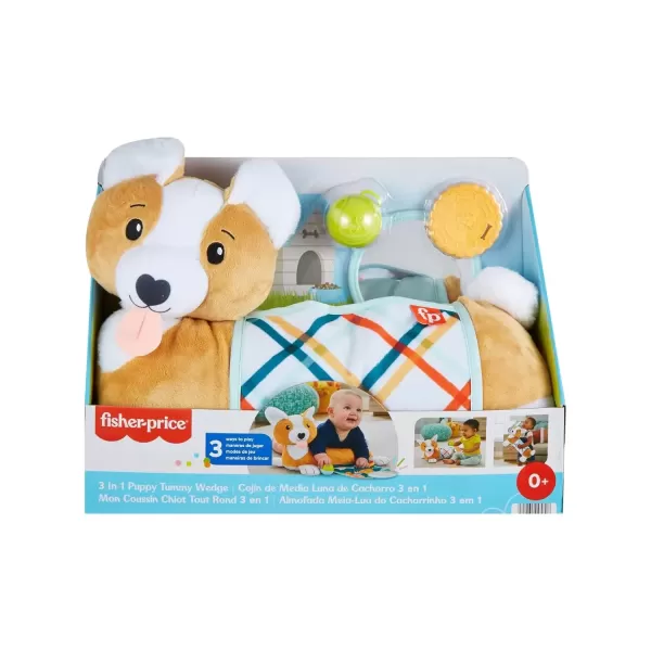 imageFisherPrice Baby Toy 3in1 Puppy Tummy Time Wedge Support with Mirror Teether ampamp Rattle for Developmental Play Newborns Ages 0 Months