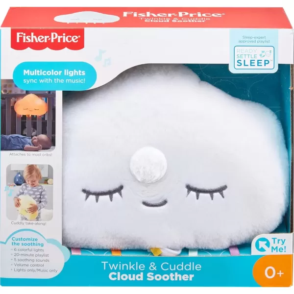 imageFisherPrice Baby Toy Twinkle ampamp Cuddle Cloud Soother Plush CribAttach Sound Machine with Lights ampamp Music for Newborns 0 MonthsMulticolored