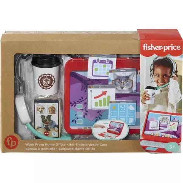 imageFisherPrice My Home Office pretend work station 8piece play set for preschool kids ages 3 years and up