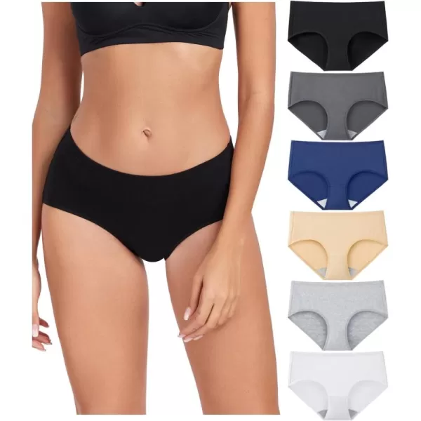 wirarpa Women's Underwear Cotton Hipster Panties Ladies Panties 6 Pack 