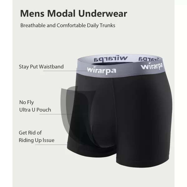 wirarpa Mens Micro Modal Trunks Support Pouch Moisture Wicking Men's Underwear 4 Packs