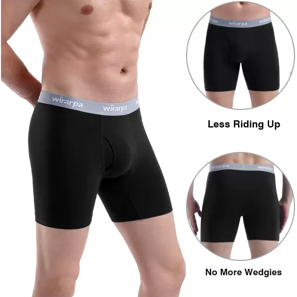 imagewirarpa Mens Boxer Briefs Cotton Stretch Underwear Open Fly Tagless Underpants Regular Leg 4 PackPackBlack