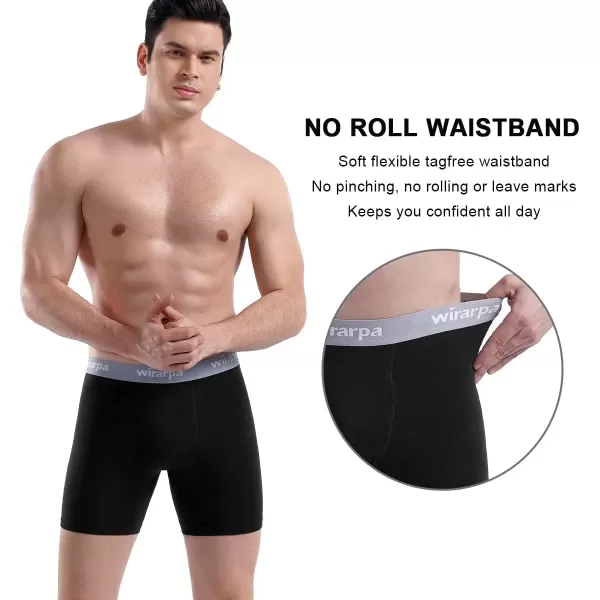 imagewirarpa Mens Boxer Briefs Cotton Stretch Underwear Open Fly Tagless Underpants Regular Leg 4 PackPackBlack