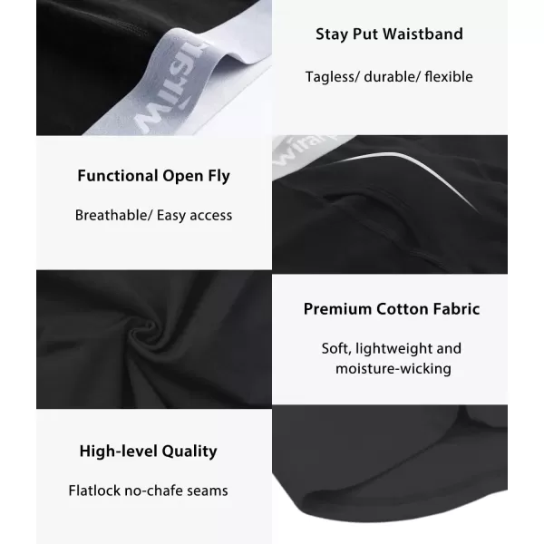imagewirarpa Mens Boxer Briefs Cotton Stretch Underwear Open Fly Tagless Underpants Regular Leg 4 PackPackBlack