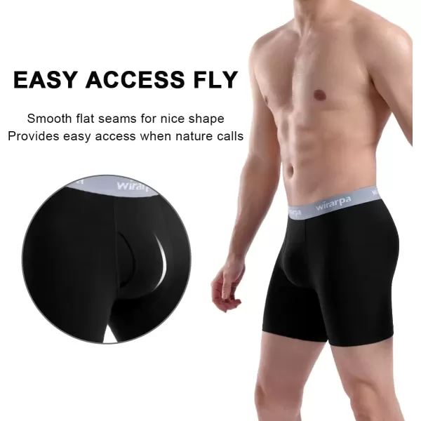imagewirarpa Mens Boxer Briefs Cotton Stretch Underwear Open Fly Tagless Underpants Regular Leg 4 PackPackBlack