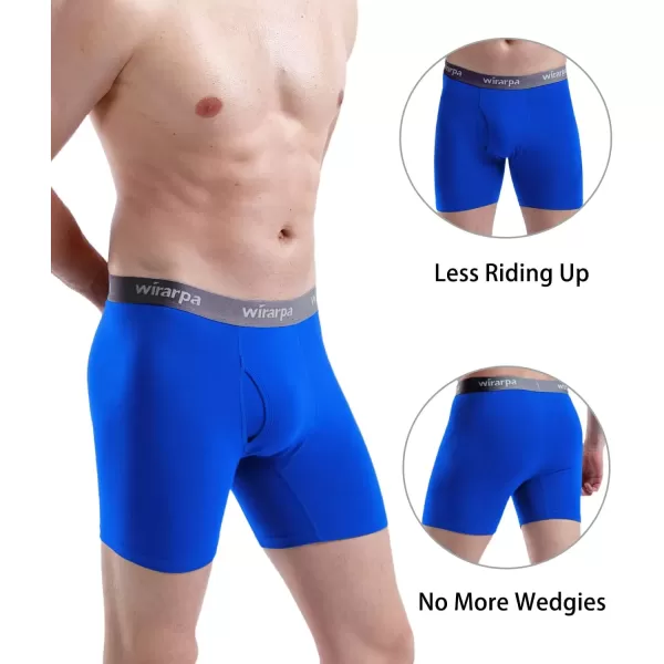 imagewirarpa Mens Boxer Briefs Cotton Stretch Underwear Open Fly Tagless Underpants Regular Leg 4 PackPackBlackBlueTealDeep Grey