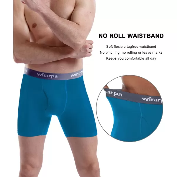 imagewirarpa Mens Boxer Briefs Cotton Stretch Underwear Open Fly Tagless Underpants Regular Leg 4 PackPackBlackBlueTealDeep Grey