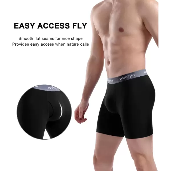imagewirarpa Mens Boxer Briefs Cotton Stretch Underwear Open Fly Tagless Underpants Regular Leg 4 PackPackBlackDeep BlueRedDeep Grey