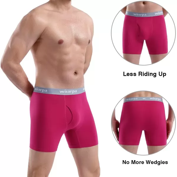 imagewirarpa Mens Boxer Briefs Cotton Stretch Underwear Open Fly Tagless Underpants Regular Leg 4 PackPackPlum RedOrangeYellowAiry Blue