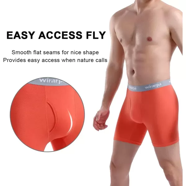 imagewirarpa Mens Boxer Briefs Cotton Stretch Underwear Open Fly Tagless Underpants Regular Leg 4 PackPackPlum RedOrangeYellowAiry Blue
