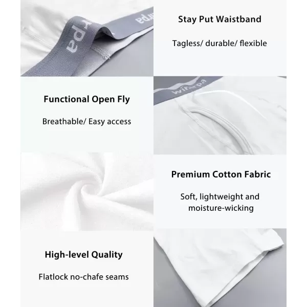 imagewirarpa Mens Boxer Briefs Cotton Stretch Underwear Open Fly Tagless Underpants Regular Leg 4 PackPackWhite