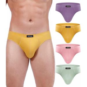 imagewirarpa Mens 100 Cotton Briefs Underwear No Fly Covered Waistband 4 PackMulticolor034 Pack