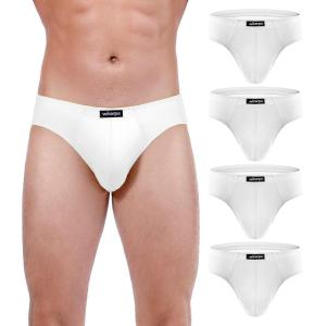 imagewirarpa Mens 100 Cotton Briefs Underwear No Fly Covered Waistband 4 PackWhite4 Pack