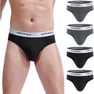 imagewirarpa Mens Cotton Stretch Underwear Support Briefs Wide Waistband MultipackBlack Grey