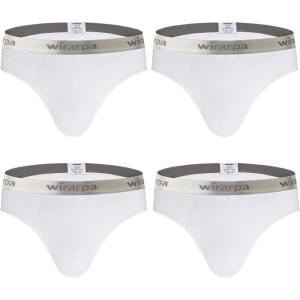 imagewirarpa Mens Cotton Stretch Underwear Support Briefs Wide Waistband MultipackWhite4 Pack