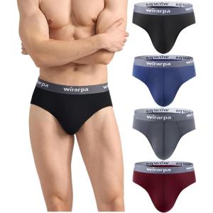 imagewirarpa Mens Underwear Modal No Fly Briefs Silky Comfortable Underpants 4 PackBlackNavyDark GreyRed
