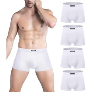 imagewirarpa Mens Breathable Modal Microfiber Trunks Underwear Covered Band MultipackWhite4 Pack