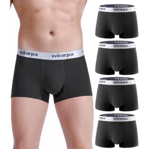 imagewirarpa Mens Trunks Underwear Cotton Boxer Briefs Short Leg Comfortable Underpants 4 PackBlack