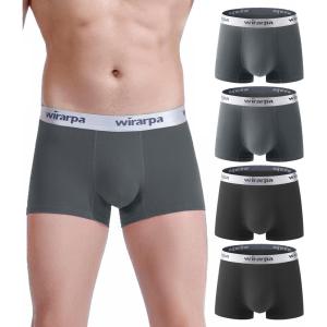 imagewirarpa Mens Trunks Underwear Cotton Boxer Briefs Short Leg Comfortable Underpants 4 PackBlack grey