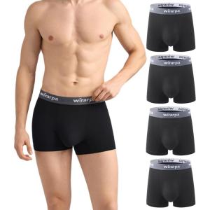 imagewirarpa Mens Underwear Micro Modal Trunks Soft Microfiber Boxer Briefs 4 PackBlack
