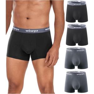 imagewirarpa Mens Underwear Micro Modal Trunks Soft Microfiber Boxer Briefs 4 PackBlackDeep Grey