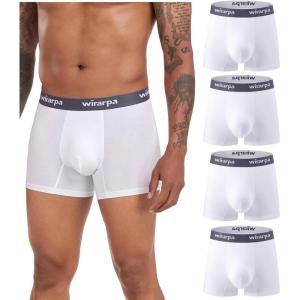 imagewirarpa Mens Underwear Micro Modal Trunks Soft Microfiber Boxer Briefs 4 PackWhite
