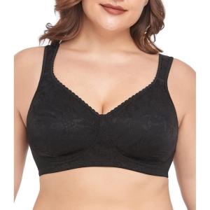 imagewirarpa Womens Bras Wireless Full Coverage Plus Size Minimizer Non Padded Comfort Soft Bra MultipackBlack1pack