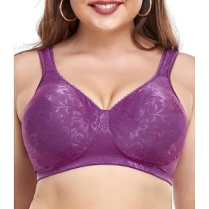 imagewirarpa Womens Bras Wireless Full Coverage Plus Size Minimizer Non Padded Comfort Soft Bra MultipackPurple1pack