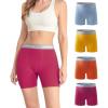 imagewirarpa Womens Boxer Briefs Cotton Underwear Anti Chafing Boy Shorts Panties 55quot Inseam 4 PackPlum RedOrangeYellowAiry Blue