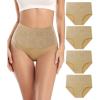 imagewirarpa Womens Cotton Stretch Underwear Briefs Soft Breathable High Waisted Full Coverage Ladies Panties MultipackBeige